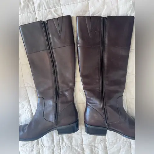 LRL Womens Maribel Brown Leather LRL Gold Monogram Riding Boots Equestrian