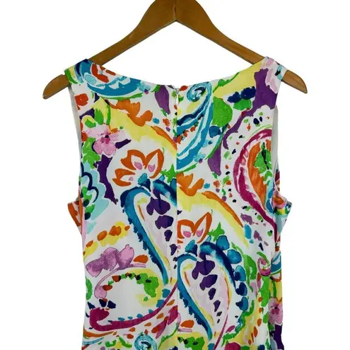 Lauren Ralph Lauren Purple Multi Paisley Faux Wrap Midi Crepe Dress Size 6 Job