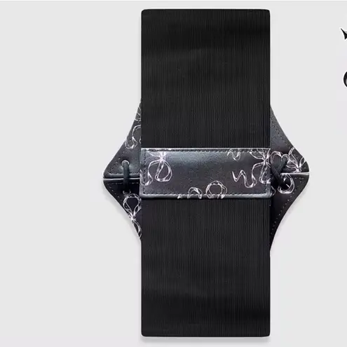 Hershine Black Corset Belt with White Bow Design