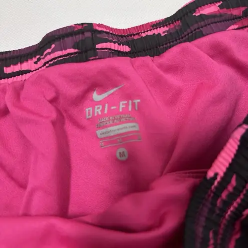 Nike  Shorts Womens Dri Fit Pink Black Camo Print Athletic Running Gym Liner  M