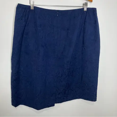 Talbots  navy blue jacquard blazer & skirt set women’s size 18W professional - Image 12