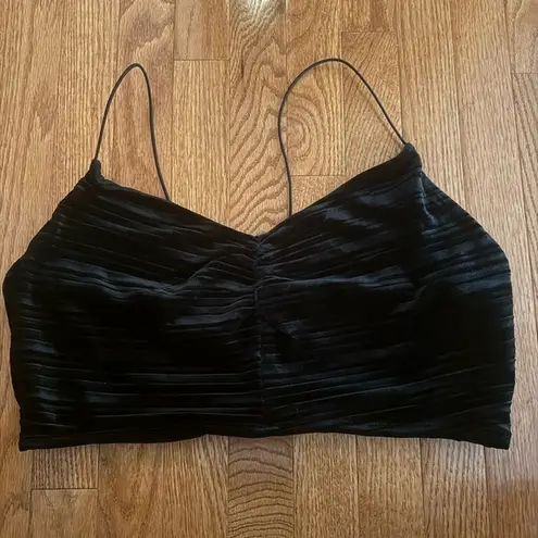 Wild Fable NWT  Cinched Front black Velvet cropped spaghetti strap Top Size XL