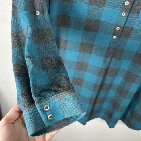 Soft Surroundings Mad About Plaid Tunic Blue Gray Long Sleeve Super Soft Size 1X