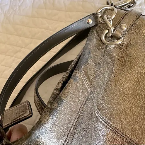 Coach  The BROOK Metallic Gold with Chunky Silver Hardware Hobo Purse Bag