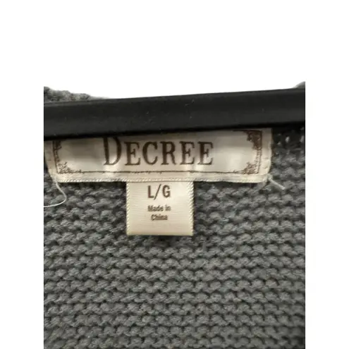 Decree Women's Gray Cable Knit Bell Sleeve Sweater Dress Size L G