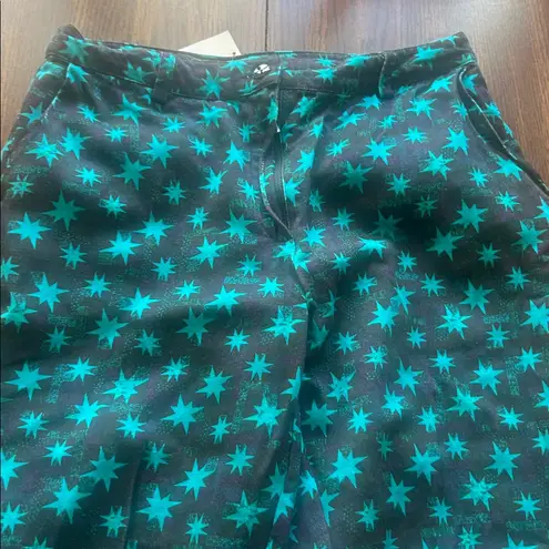 Mimi Liberte by Michel Klein star print straight crop pants size 38 Starlight Blue