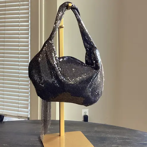 Whiting & Davis Marisol Twisted Hobo Handbag in Gunmetal
