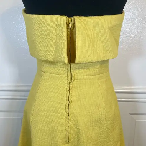 C/MEO COLLECTIVE Yellow Apex Mini Strapless Dress Sz M Fit & Flare Style