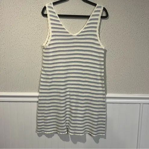 Rylee + Cru Blue and White Striped 100% Cotton Knit dress size medium