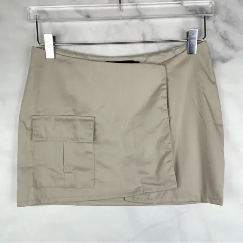 Motel Rocks NWT  Rhory Cargo Pocket Wrap Micro Mini Skirt Oat Khaki Utility Y2K