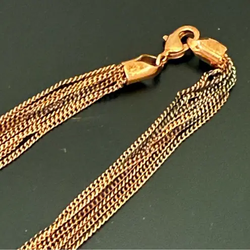 Signed Thailand NK Quartz Agate Rose Gold Multi Chain Necklace 39g. Pink