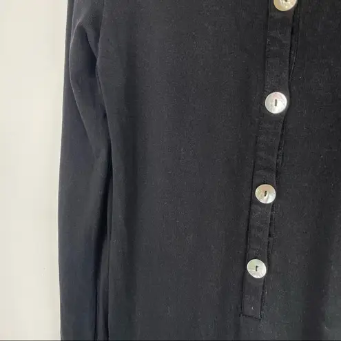 Ermanna Designer Knit Long Sleeve Dress Mother of Pearl Button Back Sz Small Black