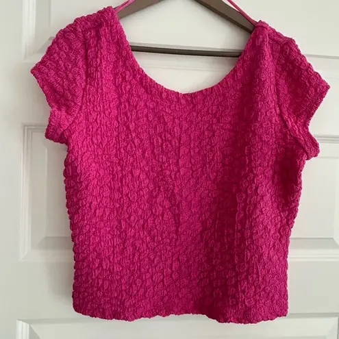 Maeve Anthropologie Socialite Popcorn Top Hot Pink Size M