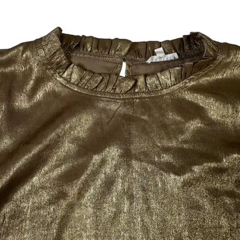 JODIFL Metallic Gold Ruffle frilled shoulder Sleeve Top sz Large