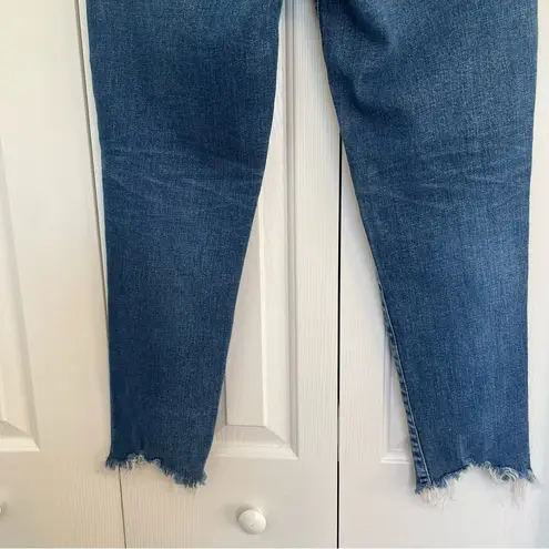 Moussy Vintage Glendale Mid Rise Skinny Distressed Jeans Sz 29 Raw Cut Hem Blue