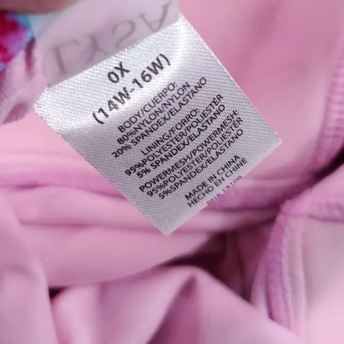 Lysa Charlotte Tankini Swim Top Women's Plus Size 0X 14W 16W Pink Wireless Lined