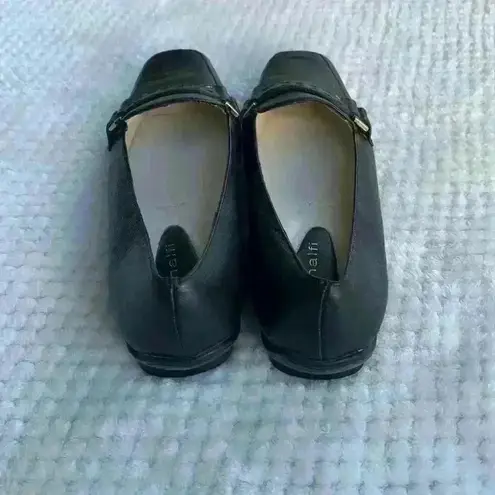 Amalfi black leather loafer sz 8 slip on classic minimalist comfortable dressy Gold