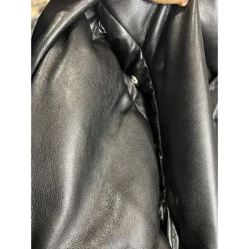 Pistola $249 Women's Black Callista Quilted Faux-Leather Jacket Coat Size Small