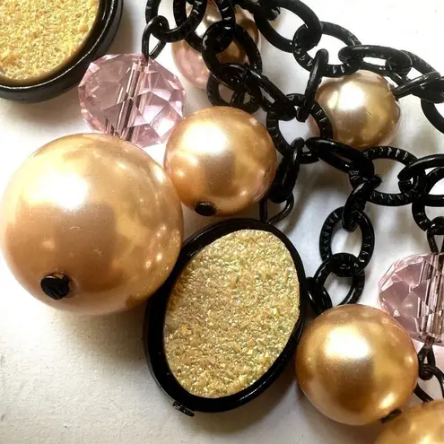 Ny Collection faux pearl pink beaded cluster necklace