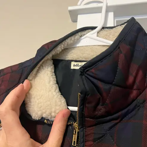 Stylish Women's Quilted Plaid Vest Red Size M