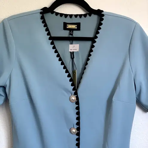 Alexia Admor NWT Jaiya Short Sleeve Button Front Dress in Halogen Blue