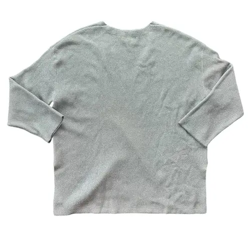 Reiss Julietta Slouchy Sweater Metallic Silver Size Medium V Neck Holidays