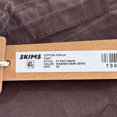 SKIMS Cotton Poplin Straight Leg Pant Washed Dark Sepia Size XS