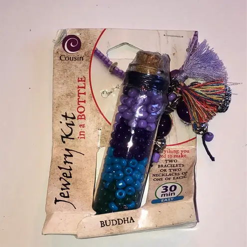 Cousin Necklace Bracelet Jewelry Kit in Bottle with Beads Purple