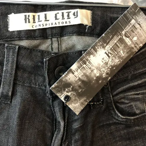 Kill City Womens Conspirators Black Skinny Jeans Goth Punk Rock Size 27