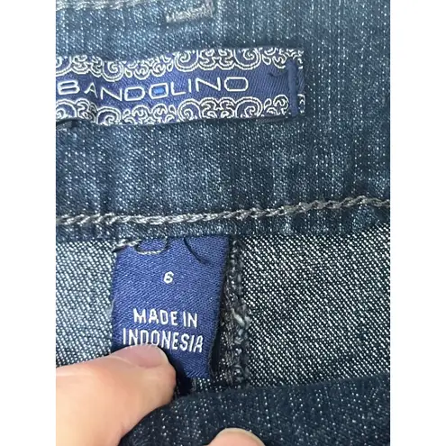 Bandolino Women's Distressed Dark Wash Reg Fit Knee Length Jean Skirt size 6