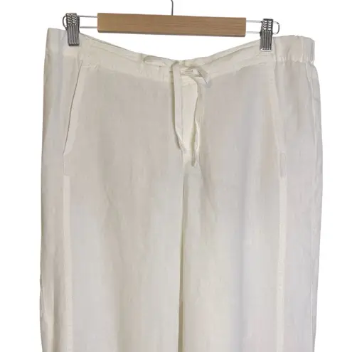 J. Jill Love Linen Ivory White Ankle Cropped Pants Drawstring Elastic Waist M Size M - Image 2