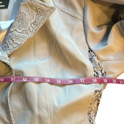 Dennis Basso Women's Gray Lace Trim Belted Water-Resistant Jacket Size M - Image 7