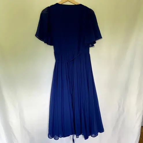Lulus royal blue midi length wraparound dress v