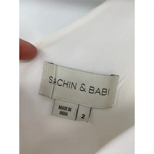 Sachin + Babi Aubrey Ivory Satin Crepe Bow Shoulder Formal Gown Size 2