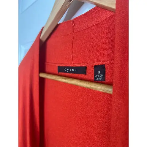 Cyrus Women’s Red Orange Open Cardigan Duster Top Size Small