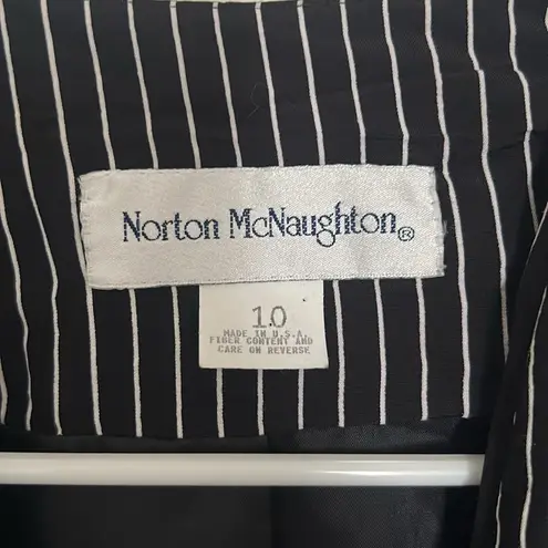 Norton Mcnaughton Quarter Sleeve Double Breasted Black & White Pinstriped Blazer