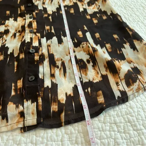 Derek Lam ✨ Abstract Print Sheer Button Up Blouse Brown Tan Women’s Small