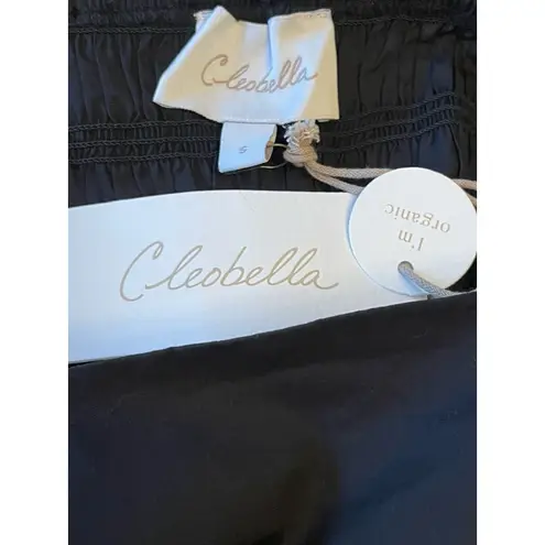 Cleobella Josie Crop Puff Sleeve Blouse Women Size Small Black Bow Smocked NEW