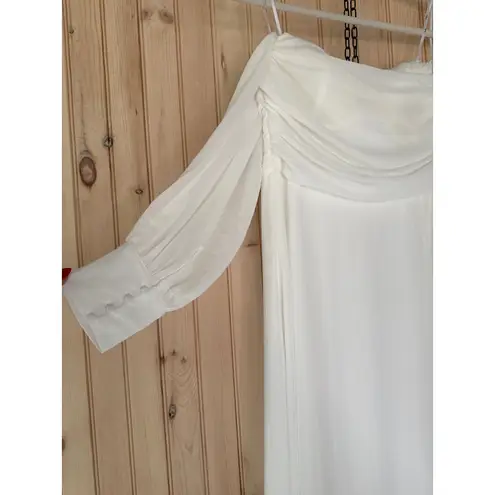 Lulus NWT  Adorna White Off-the-Shoulder Maxi Dress Bridal Bride Wedding Size M