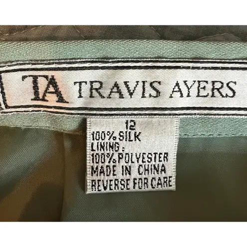 Vintage Womens Silk Skirt Size 12 Sage Green Pencil Lined Professional Career