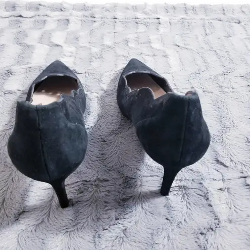 Dune London Suede Laser Cut Pointed Toe Heels