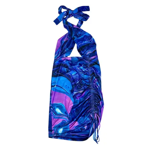 THATS SO FETCH Swiss Marble Mini Ruched Halter Bodycon Dress Sexy Club Dance 8