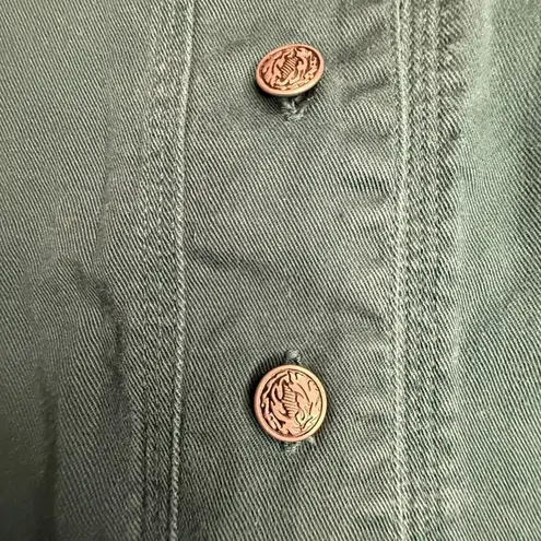 Western Cotton Button Front Shirt L Green V