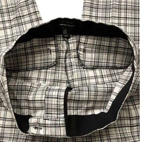 Adrienne Vittadini B&W Plaid Flat Front Straight Leg Pants Trousers size 10 NWOT