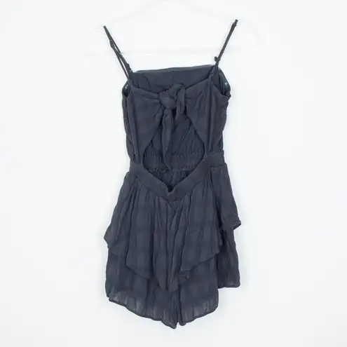 American Eagle Womens Tiered Open Back Romper Size XS Gray Sleeveless Coquette