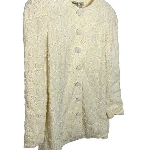 Vintage Marie St. Claire Beaded Jacket Blazer Cream Size 12