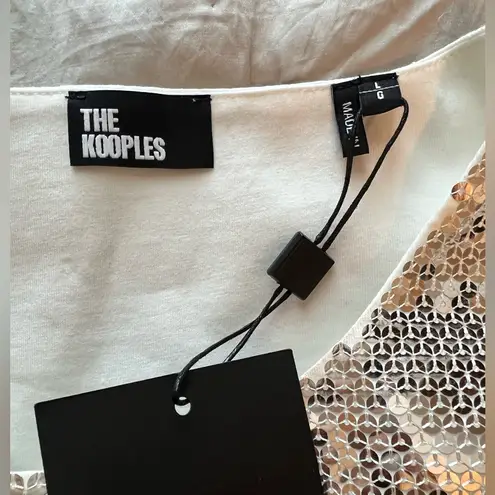 The Kooples Silver sequined t-shirt, Size Large NWT short sleeve crew neck