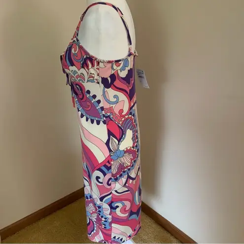 Velvet Torch Los Angeles Pink Purple Blue Midi Dress Size Large NEW