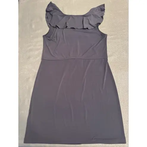 Daisy Fuentes Dress Blue Gray Purple Women's Small Tie Waist Ruffle Spring Summe