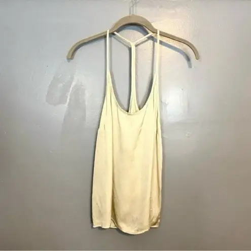 Mango NWOT  Cream Satin Scoop-neck Sleeveless Racerback Minimalist Tank Top XS